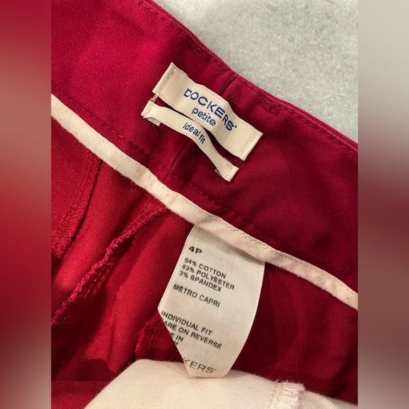 Dockers Size 4P Pink Ideal Fit Cropped Capri Chino Pants Cotton Blend Stretch - Picture 11 of 11